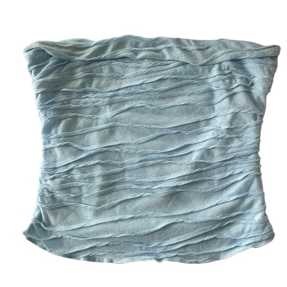 Princess Polly Cecile Baby Blue Tube Top Strapless Crop Top Size‎ 4 Ruched Boho - Picture 4 of 8